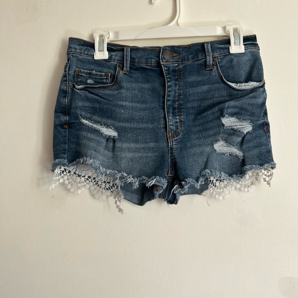Mudd Blue Jean Shorts High-Waisted Distressed